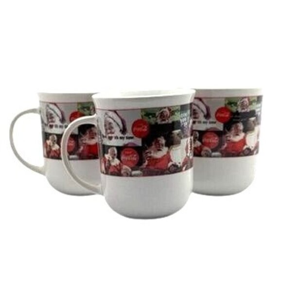 Vtg Coca-Cola Sakura Mug Set Of 3 Cups Santa Christmas Holiday Collectible 1990s - Picture 1 of 13